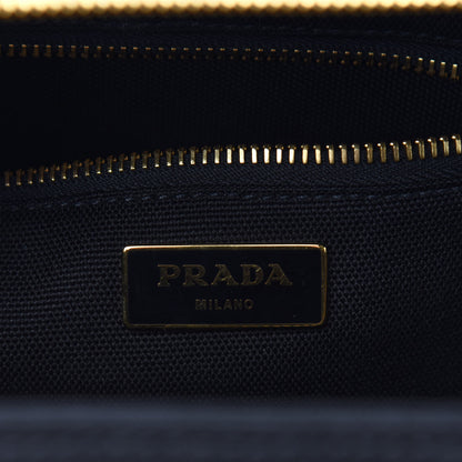 Prada Wicker Canvas Shoulder Bag Naturale Black 8 of 16