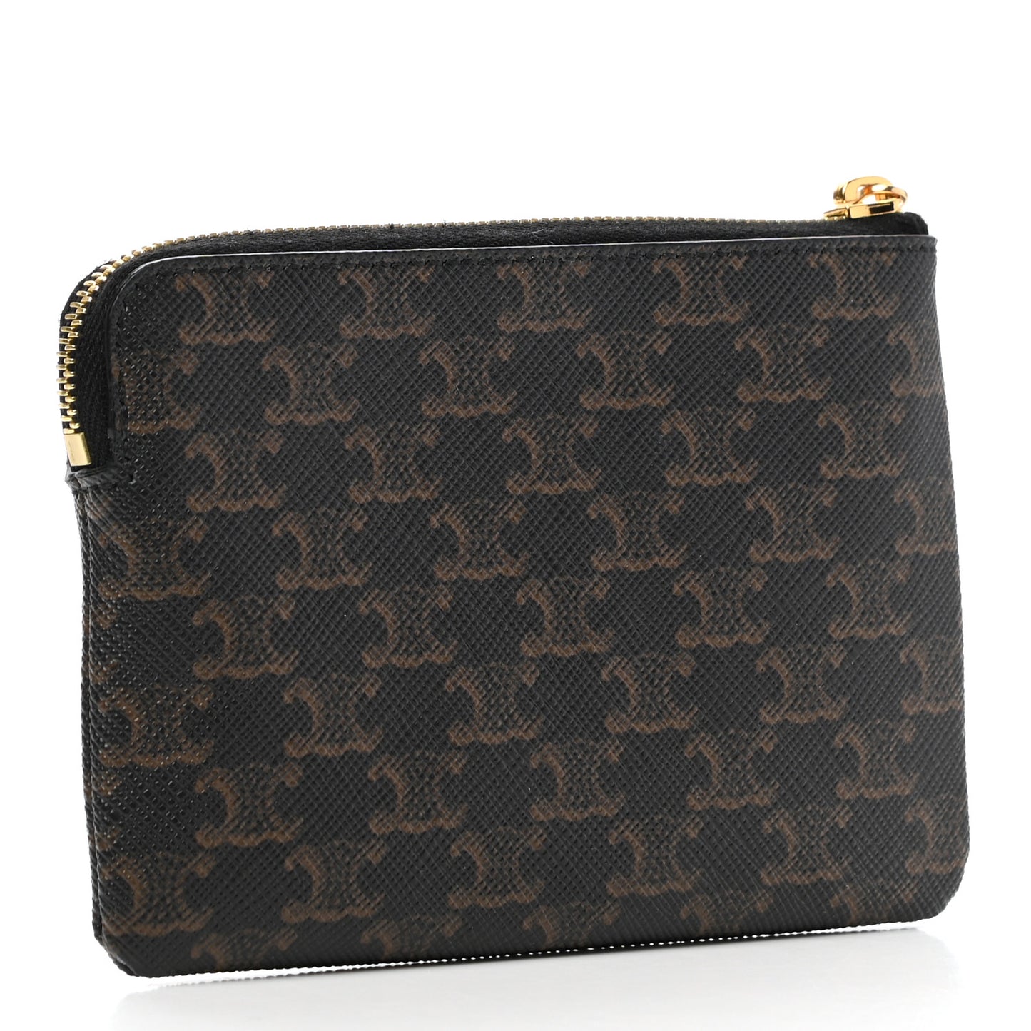 Triomphe Canvas Logo Coin and Card Pouch With Hook Black
