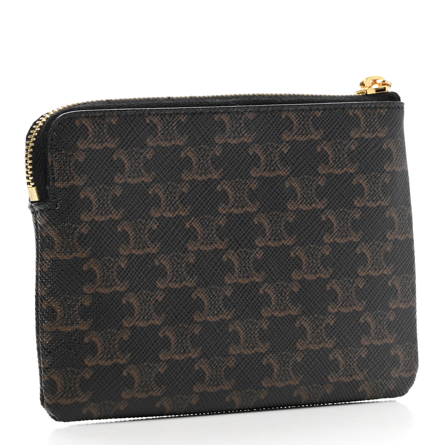 Celine Triomphe Canvas Logo Coin and Card Pouch With Hook Black 3 of 6