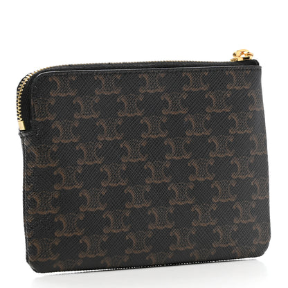 Celine Triomphe Canvas Logo Coin and Card Pouch With Hook Black 3 of 6