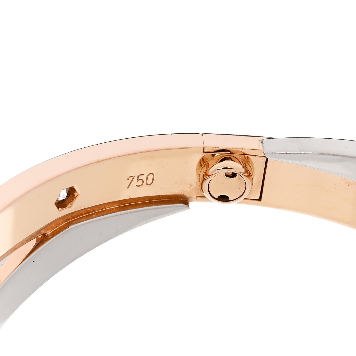 Cartier 18K Pink White Gold 12 Diamond Double LOVE Bracelet 17 7 of 9