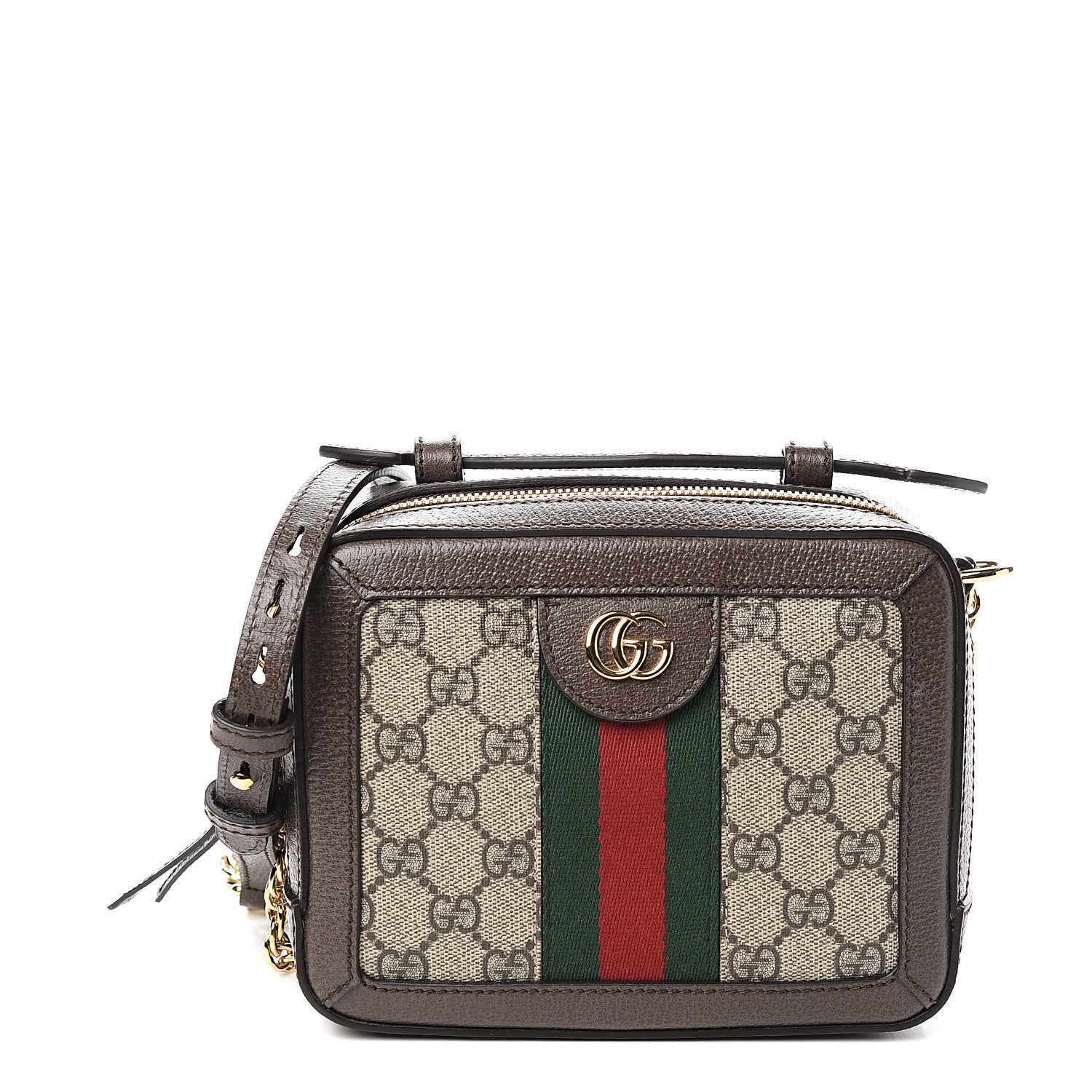 Gucci GG Supreme Monogram Mini Ophidia Top Handle Shoulder Bag Brown 1 of 9