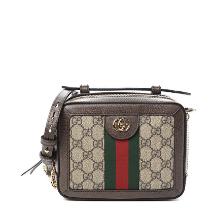 Gucci GG Supreme Monogram Mini Ophidia Top Handle Shoulder Bag Brown 1 of 9