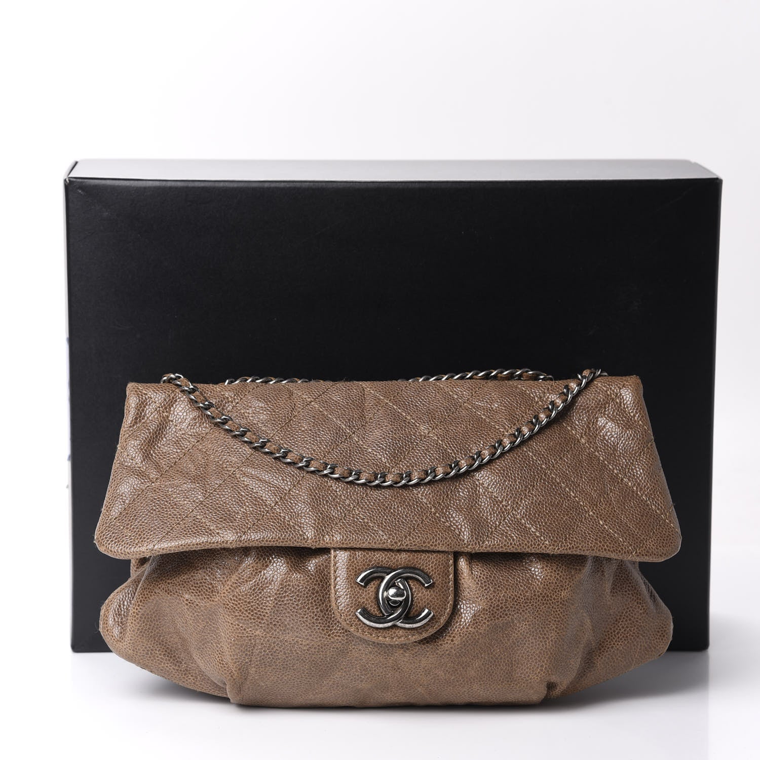 Chanel Caviar Quilted Medium Elastic Flap Brown 12 of 12