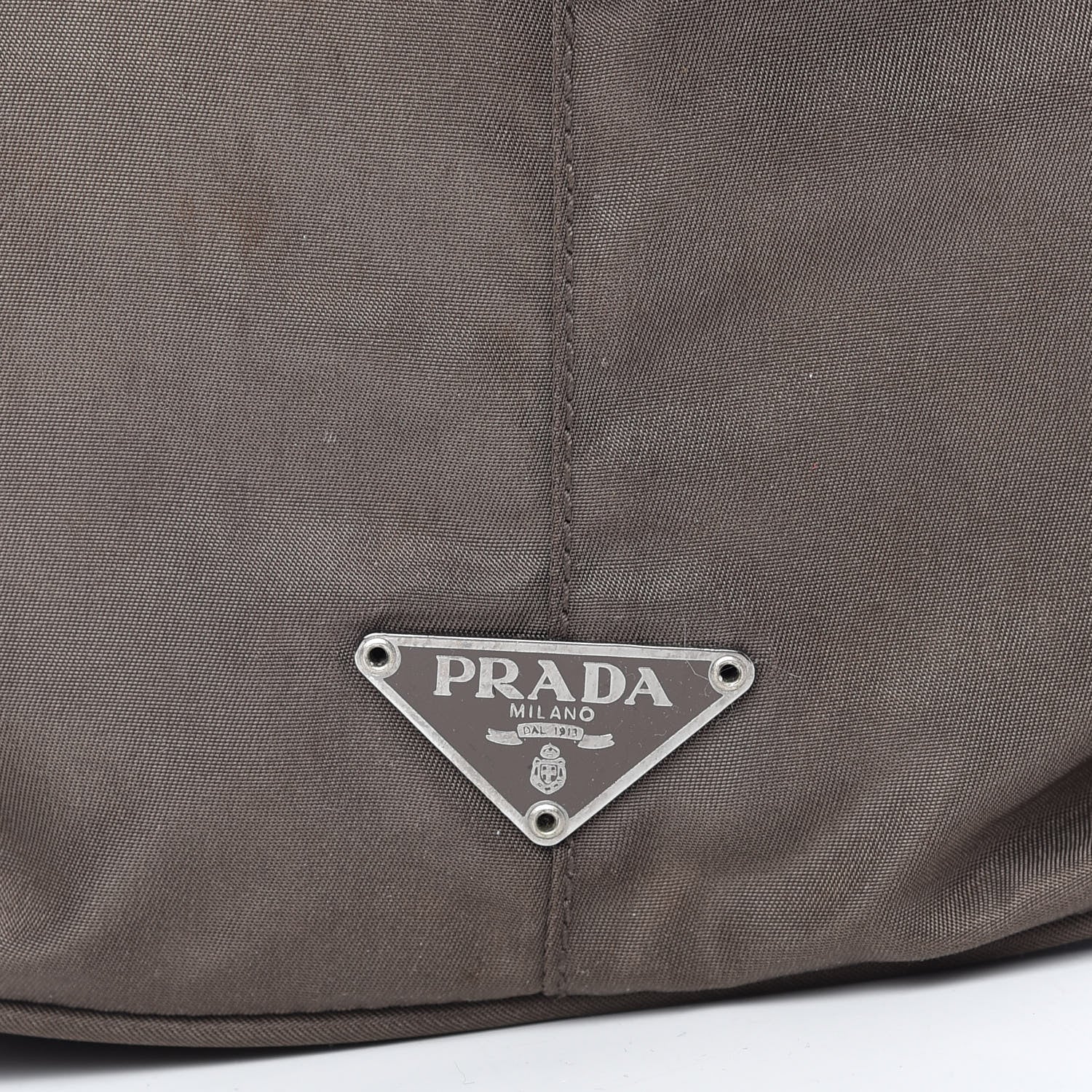 Prada Tessuto Nylon Calfskin Hobo Brown 10 of 10