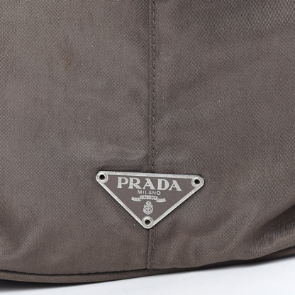 Prada Tessuto Nylon Calfskin Hobo Brown 10 of 10