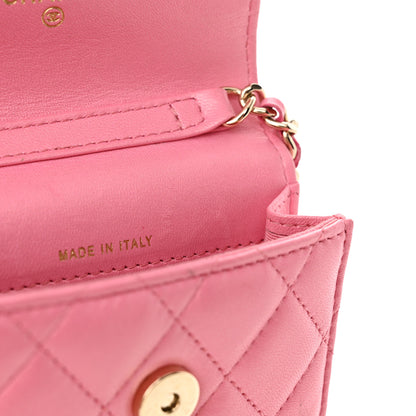 Chanel Lambskin Resin Quilted Phone Holder With Chain Pink 15 of 16
