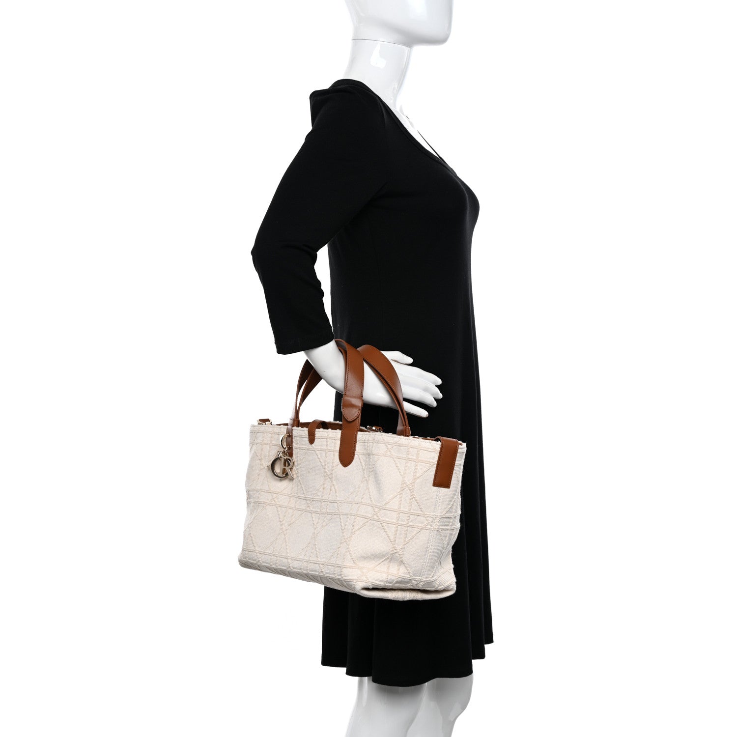 Christian Dior Cotton Pibiones Woven Macrocannage Medium Toujours Beige 2 of 9