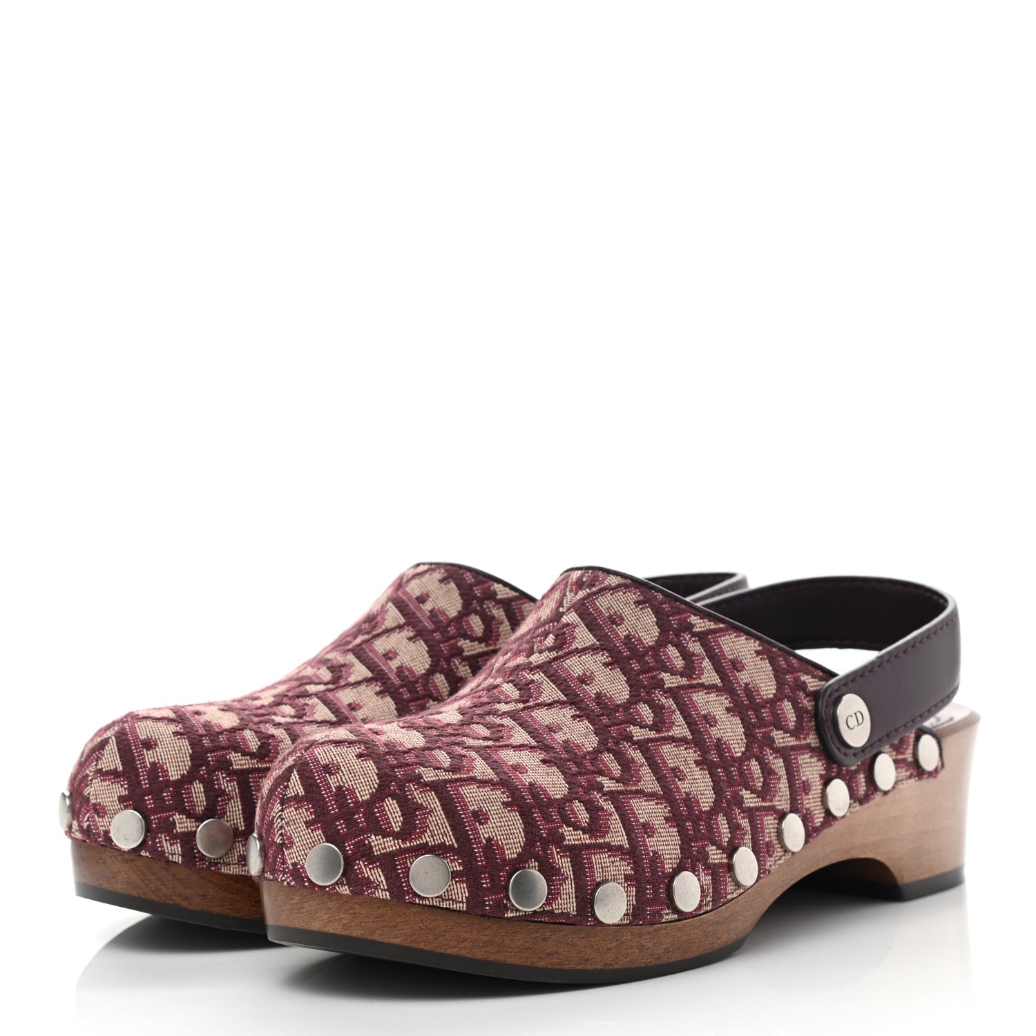 Christian Dior Canvas Oblique Diorquake 20mm Slingback Clogs 37 Deep Amaranth 3 of 9