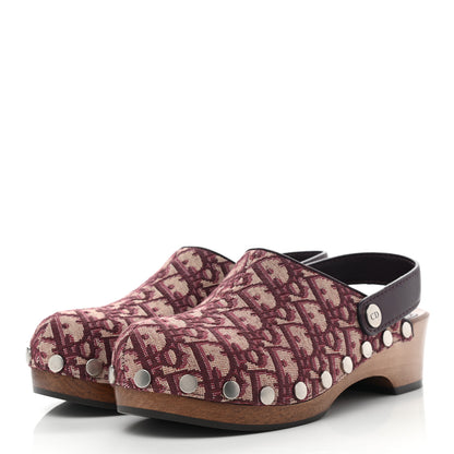 Christian Dior Canvas Oblique Diorquake 20mm Slingback Clogs 37 Deep Amaranth 3 of 9