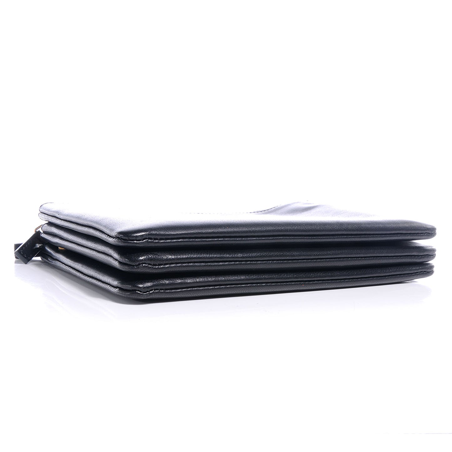 Leather Solo Large Trio Cosmetic Pouch Black