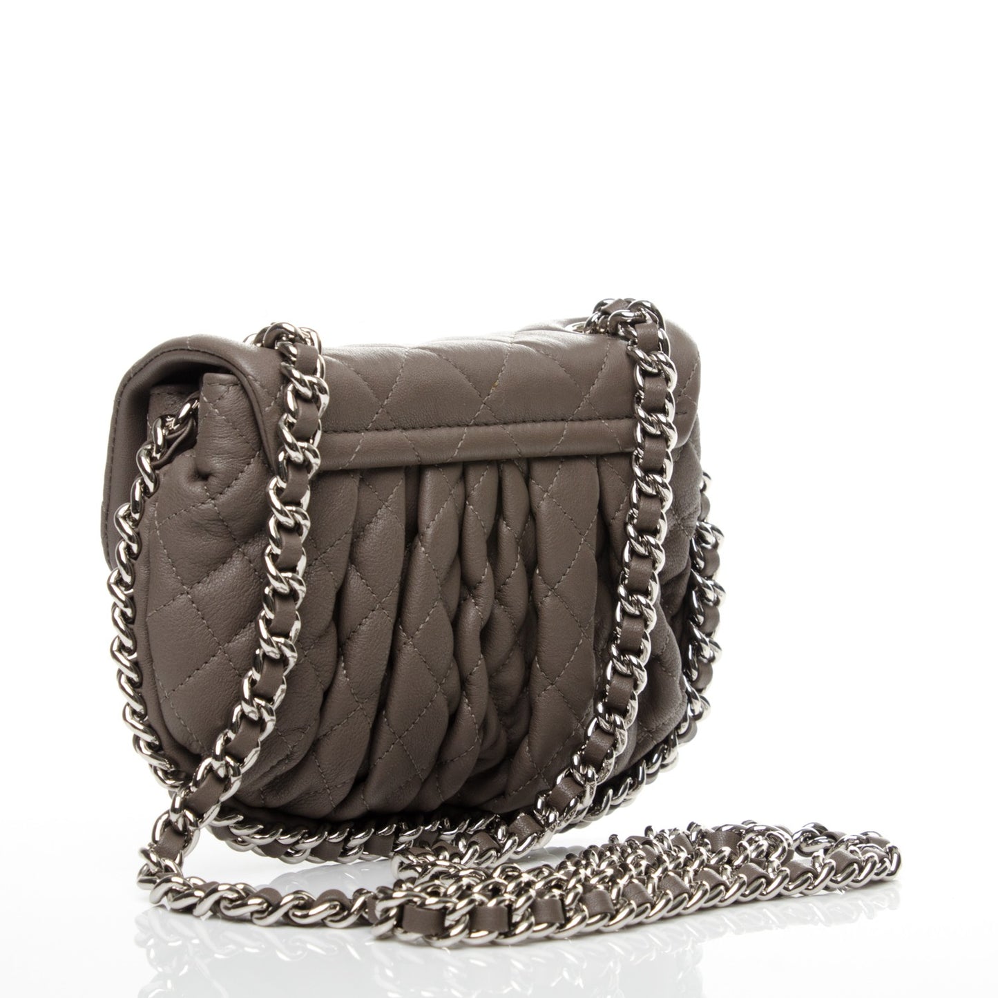 Washed Lambskin Quilted Mini Chain Around Flap Taupe