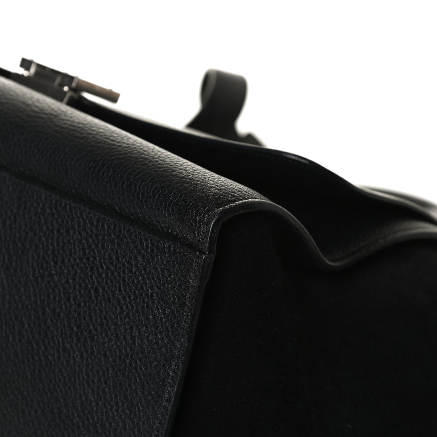 Drummed Calfskin Suede Medium Trapeze Black