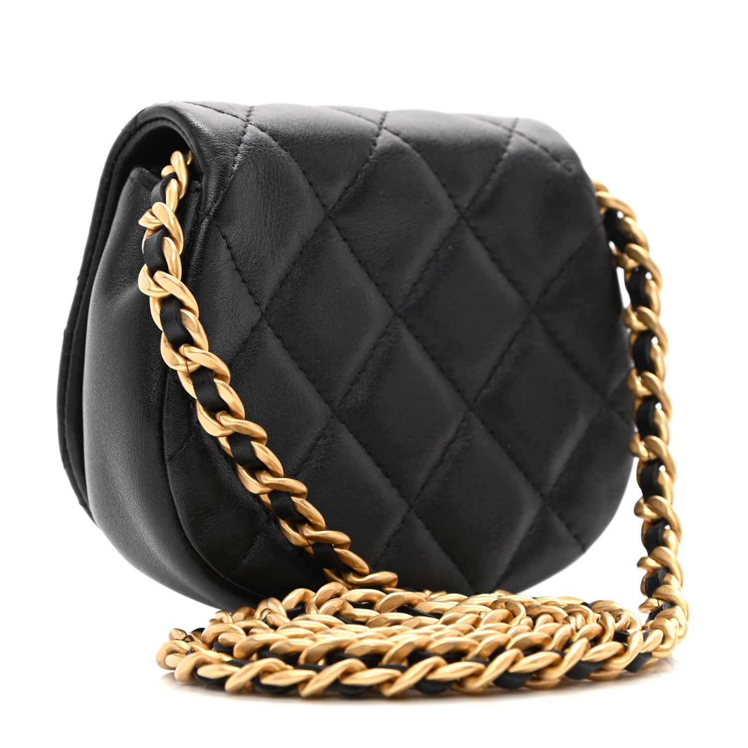 Chanel Calfskin Quilted Mini Coco Mail Clutch with Chain Black 2 of 12
