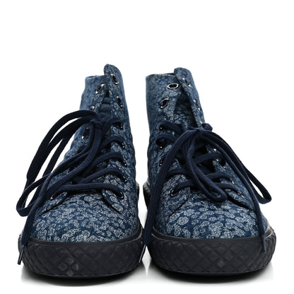 Chanel Printed Denim Quilted High Top Sneakers 41 Dark Blue 3 of 10