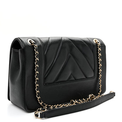 Chanel Sheepskin Chevron Quilted Medium Vintage Mademoiselle Black 3 of 11