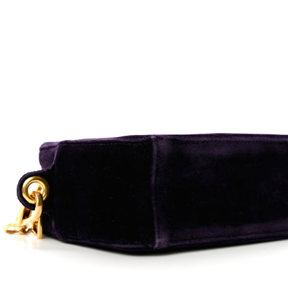 Prada Velluto Zip Top Chain Shoulder Bag Prugna 7 of 10