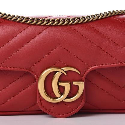 Gucci Calfskin Matelasse Super Mini GG Marmont Shoulder Bag Hibiscus Red 11 of 11