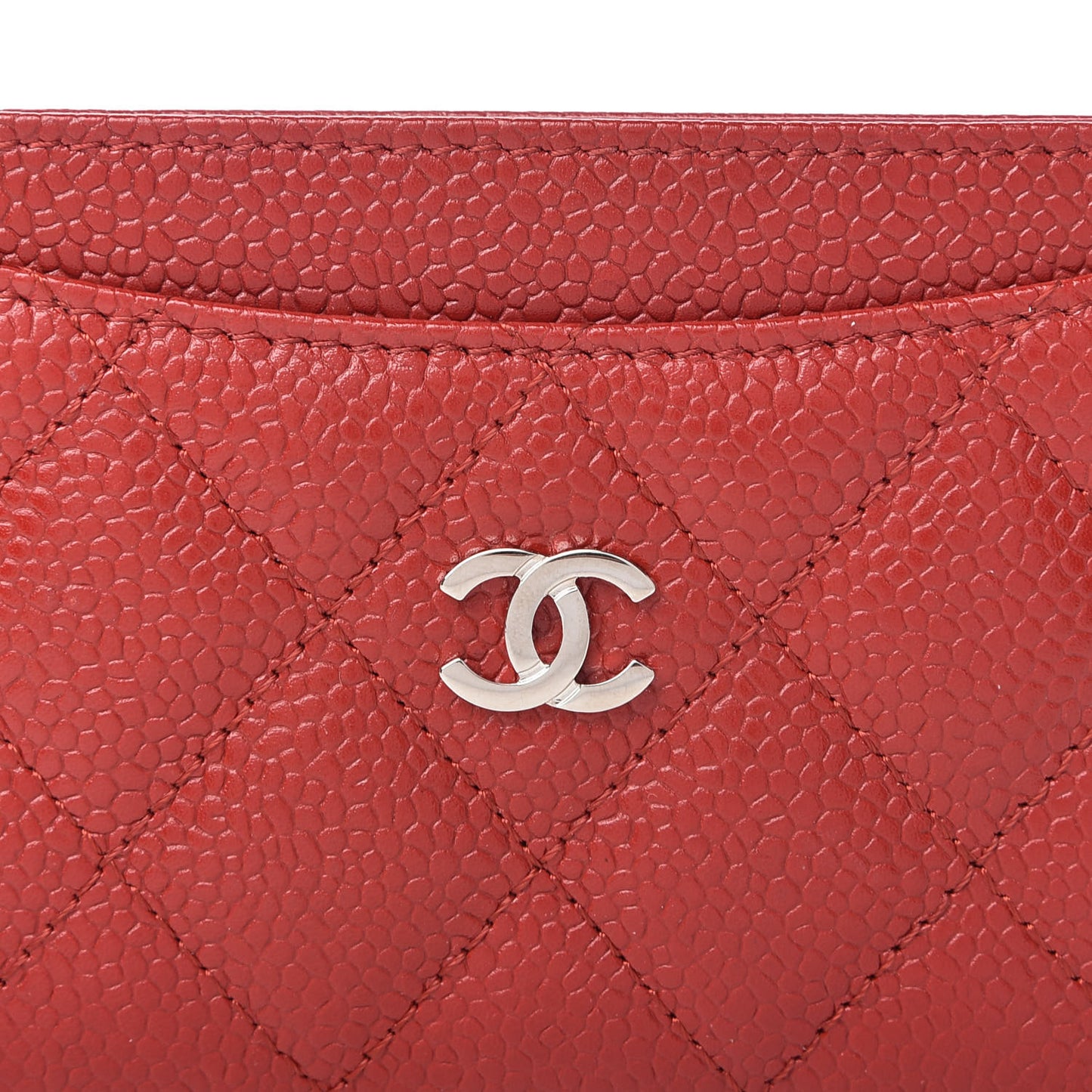 Caviar Quilted Card Holder Red