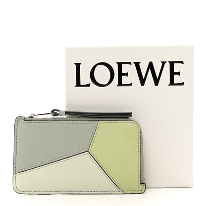 Loewe Calfskin Puzzle Colorblock Coin Card Holder Ash Grey Light Celadon 9 of 9