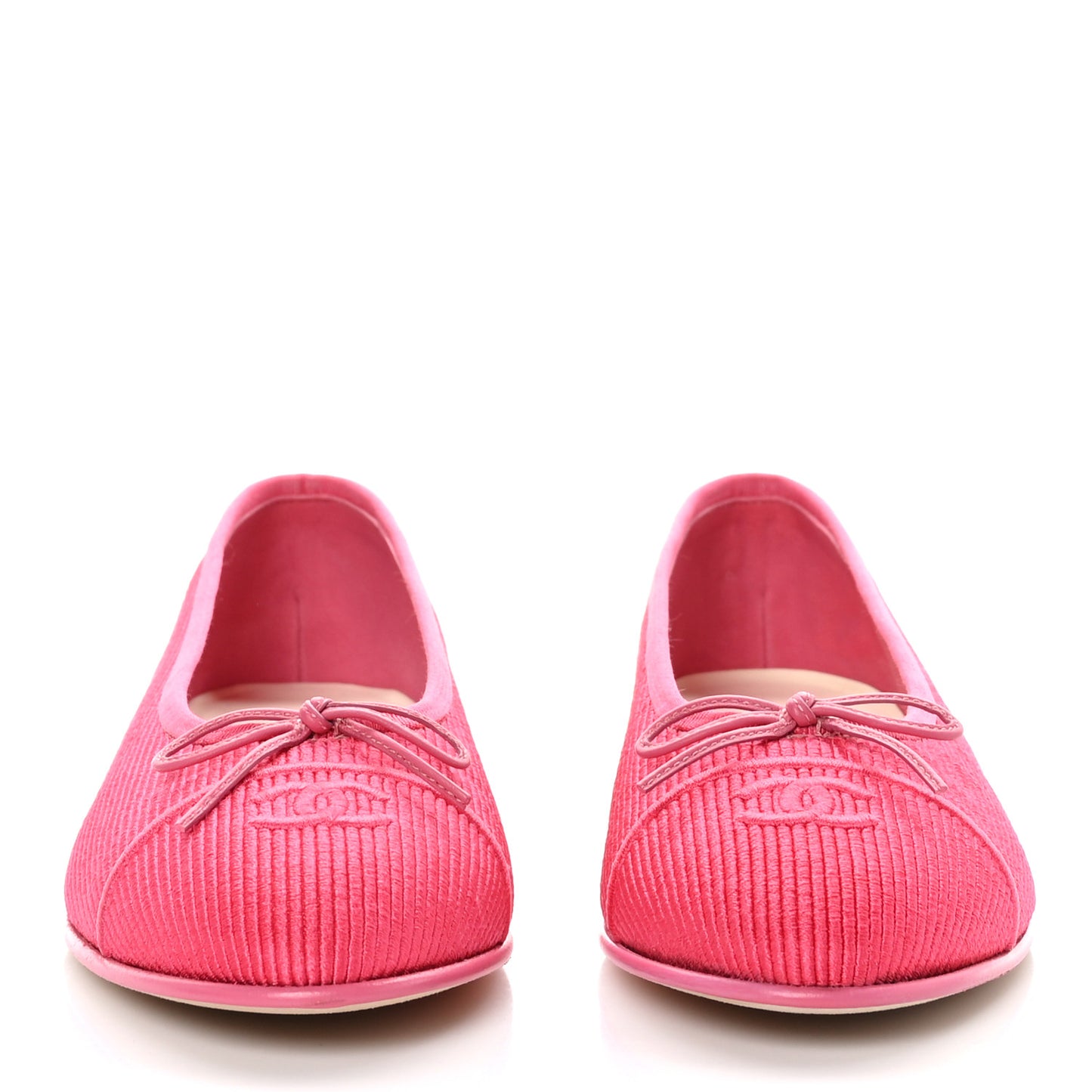 Embroidered Fabric Cap Toe CC Ballerina Flats 38.5 Dark Pink