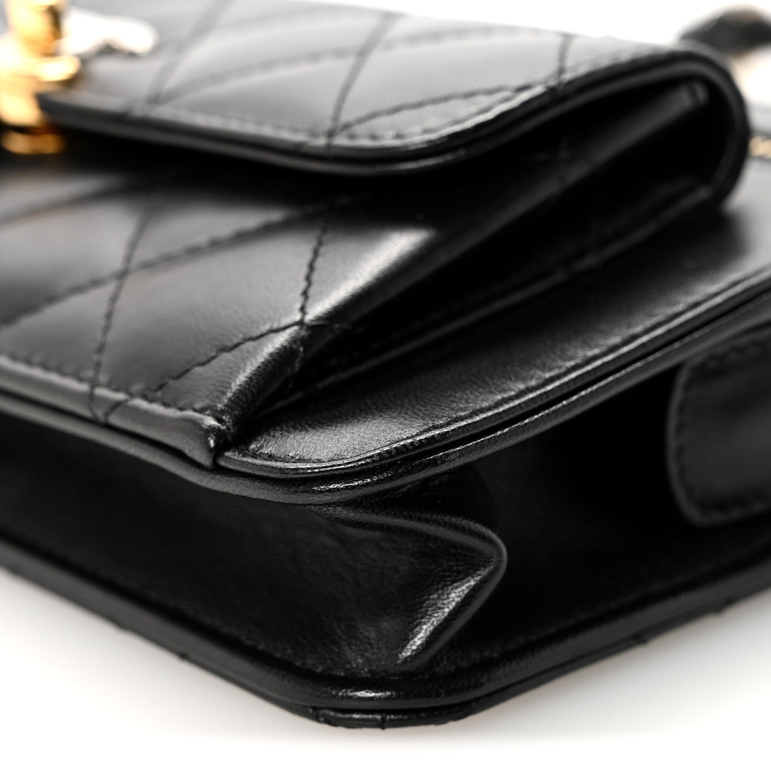 Chanel Lambskin Quilted Front Pocket Clutch With Chain Black 10 of 12