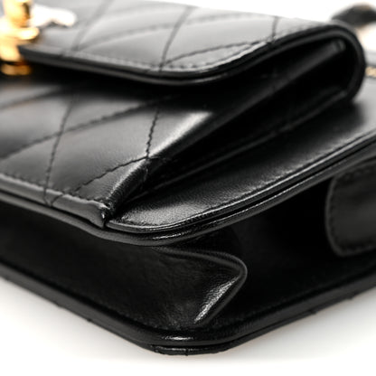 Chanel Lambskin Quilted Front Pocket Clutch With Chain Black 10 of 12