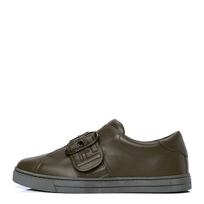 Fendi Vitello FF Embossed Womens Slip On Sneakers 36 Wood 1 of 10