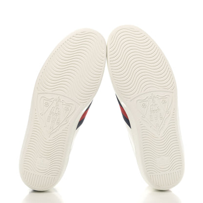 Gucci Calfskin Miro Soft Web Bee Embroidered Mens Ace High Top Sneakers 9 White 6 of 10
