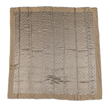 Louis Vuitton Silk Lurex Wool Monogram Shine Shawl Greige 1 of 4