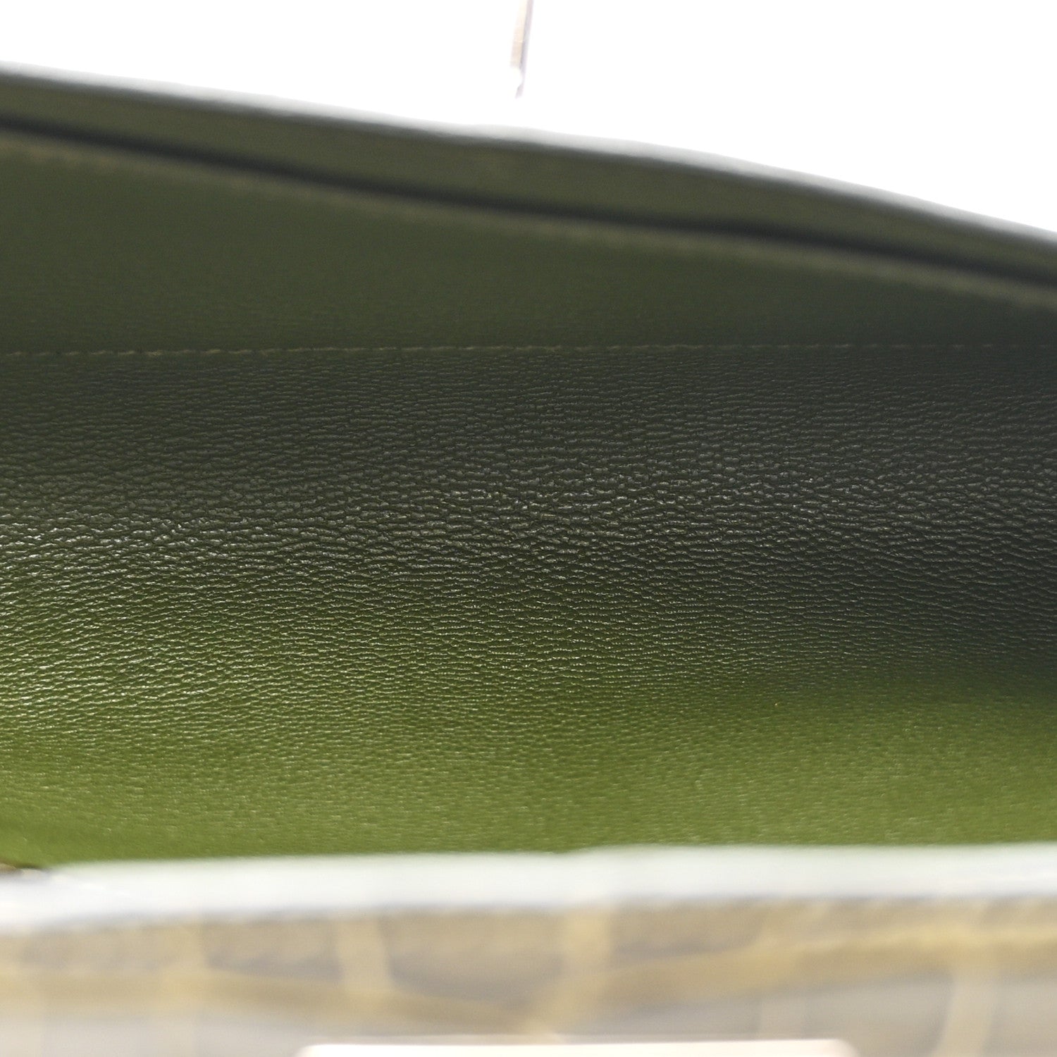 Hermes Shiny Porosus Crocodile Kelly Cut Pochette Vert Veronese 5 of 8