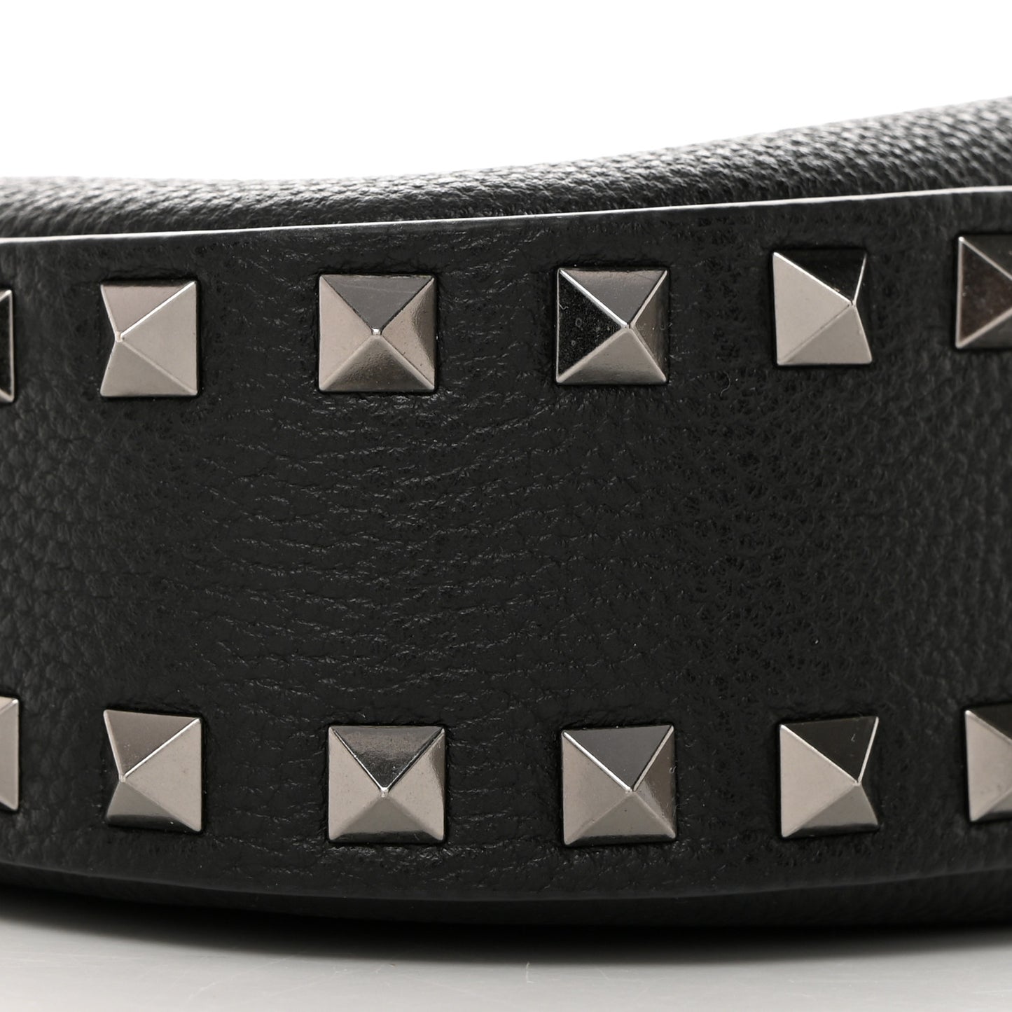 Grained Calfskin Rockstud Hobo Bag Black