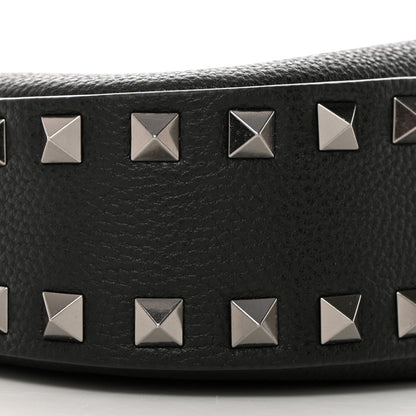 Valentino Garavani Grained Calfskin Rockstud Hobo Bag Black 8 of 9
