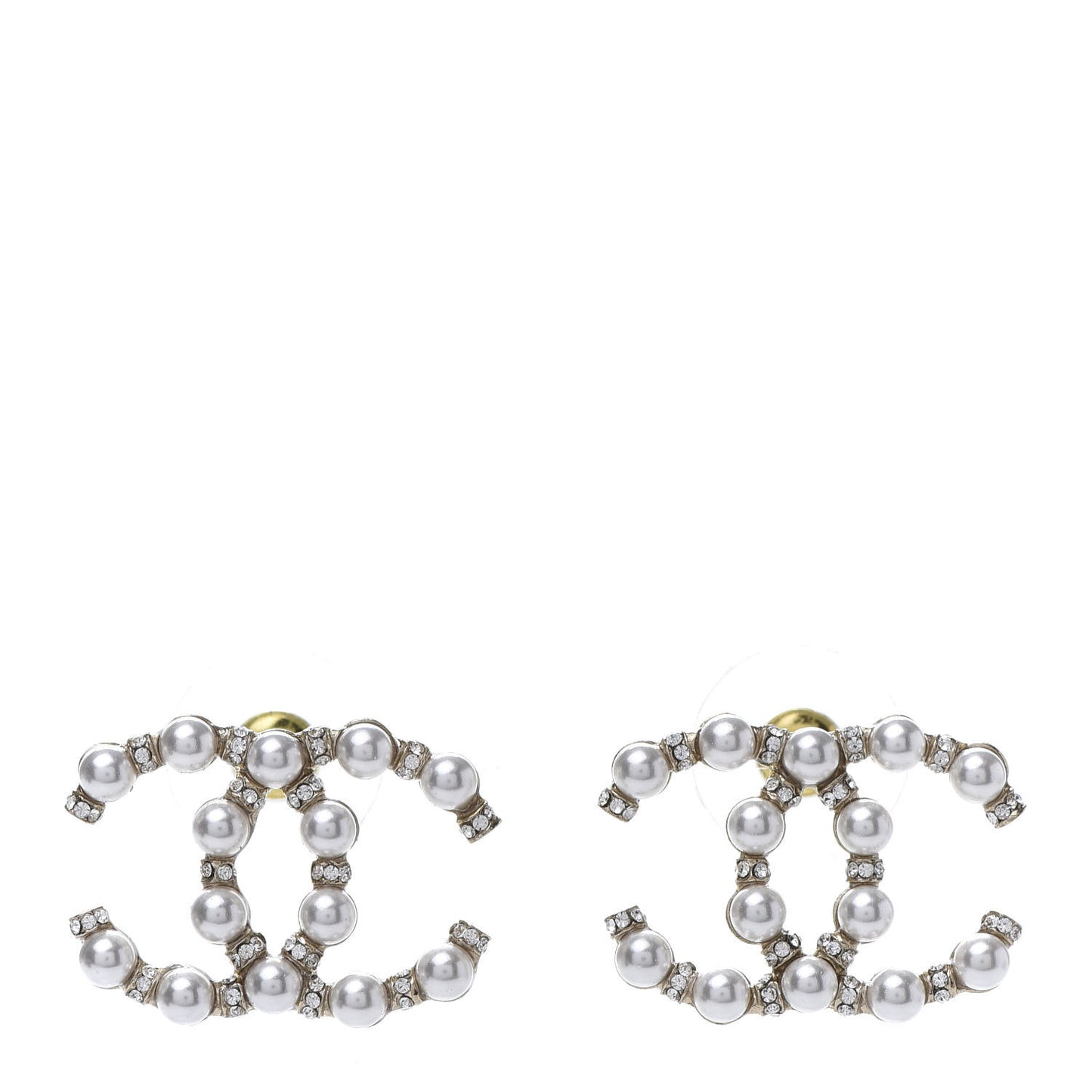 Pearl Crystal Nefertiti CC Earrings Gold