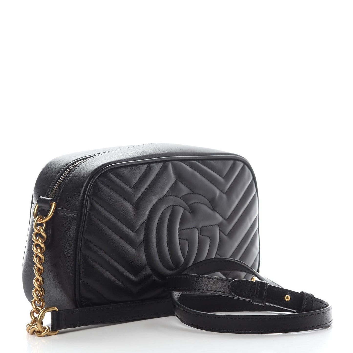 Calfskin Matelasse Small GG Marmont Chain Shoulder Bag Black