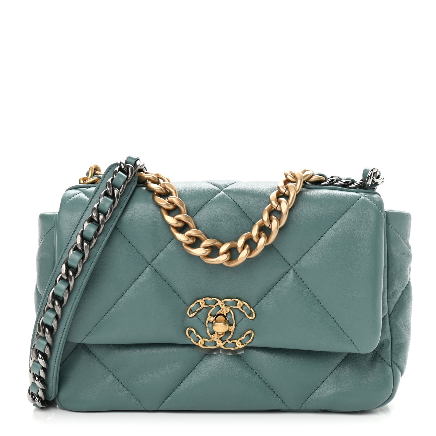 Lambskin Quilted Medium Chanel 19 Flap Green