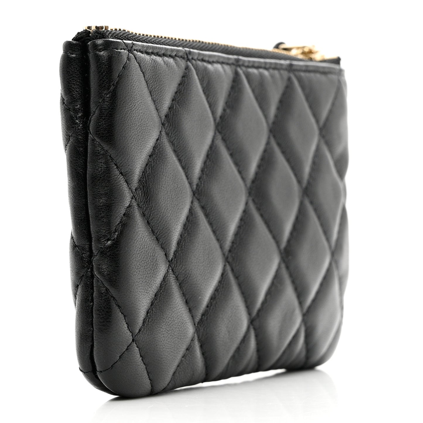 Lambskin Quilted Small No. 5 Cosmetic Case Black