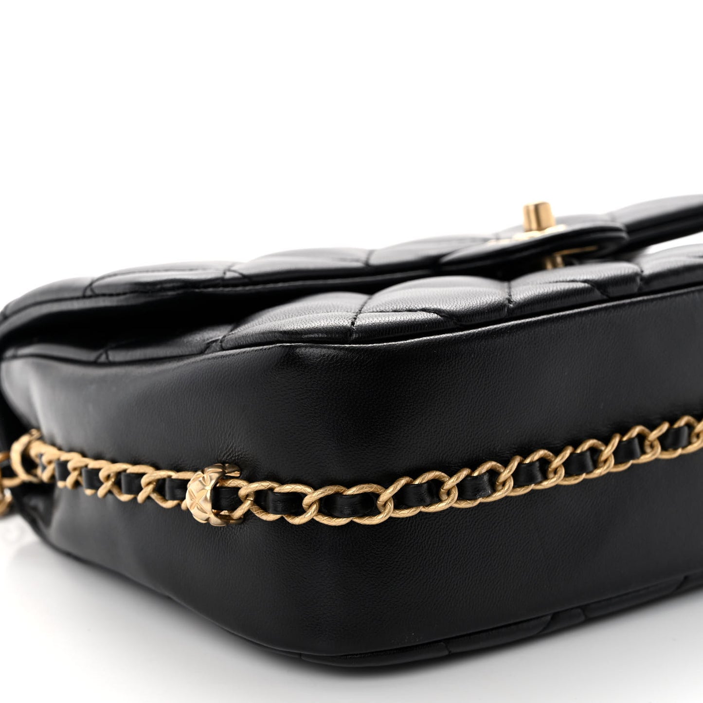 Lambskin Quilted Large CC Chain Flap Black