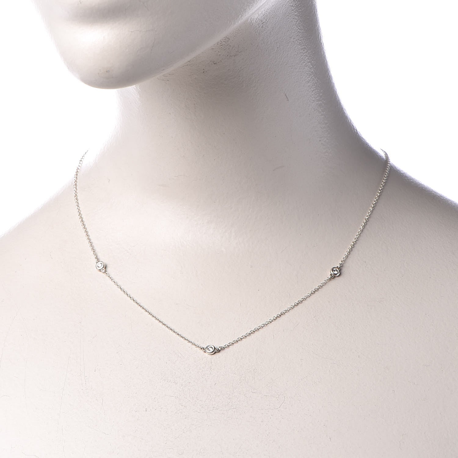 Tiffany Sterling Silver Diamond .09ctw Elsa Peretti Diamonds by the Yard Three Station Necklace 2 of 8