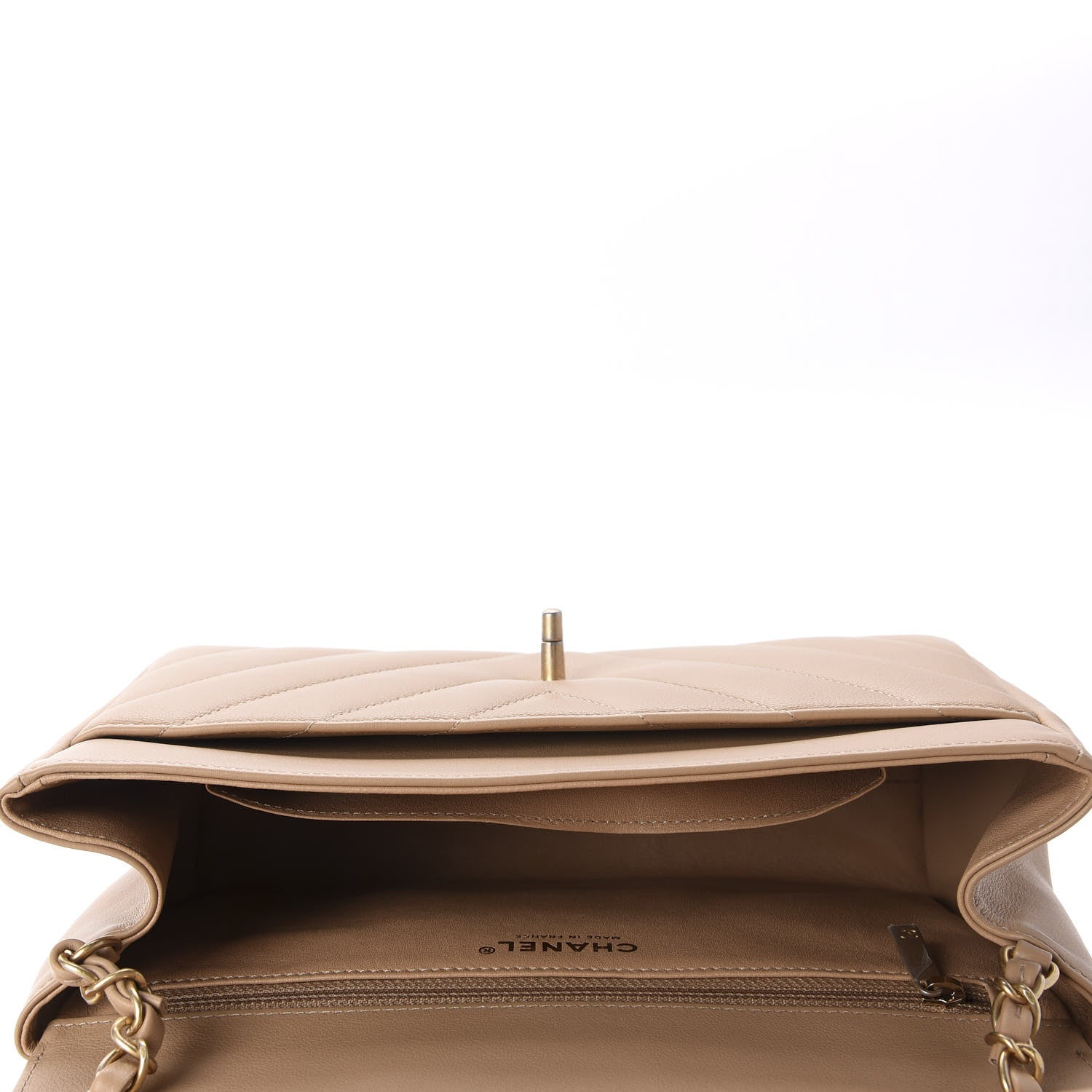 Chanel Calfskin Quilted Chevron In The City Bag Beige 6 of 12