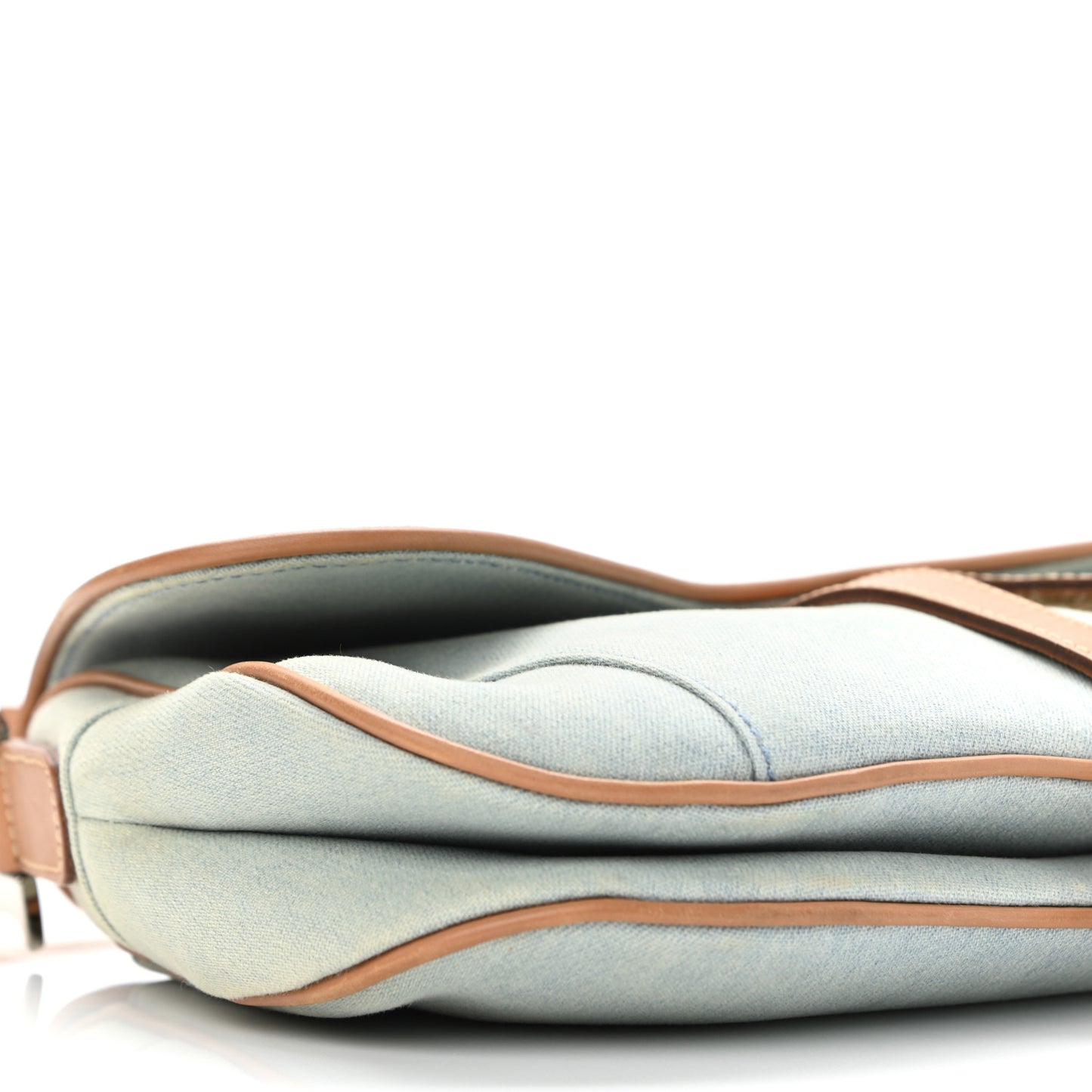 Denim Calfskin Double Saddle Bag Light Blue
