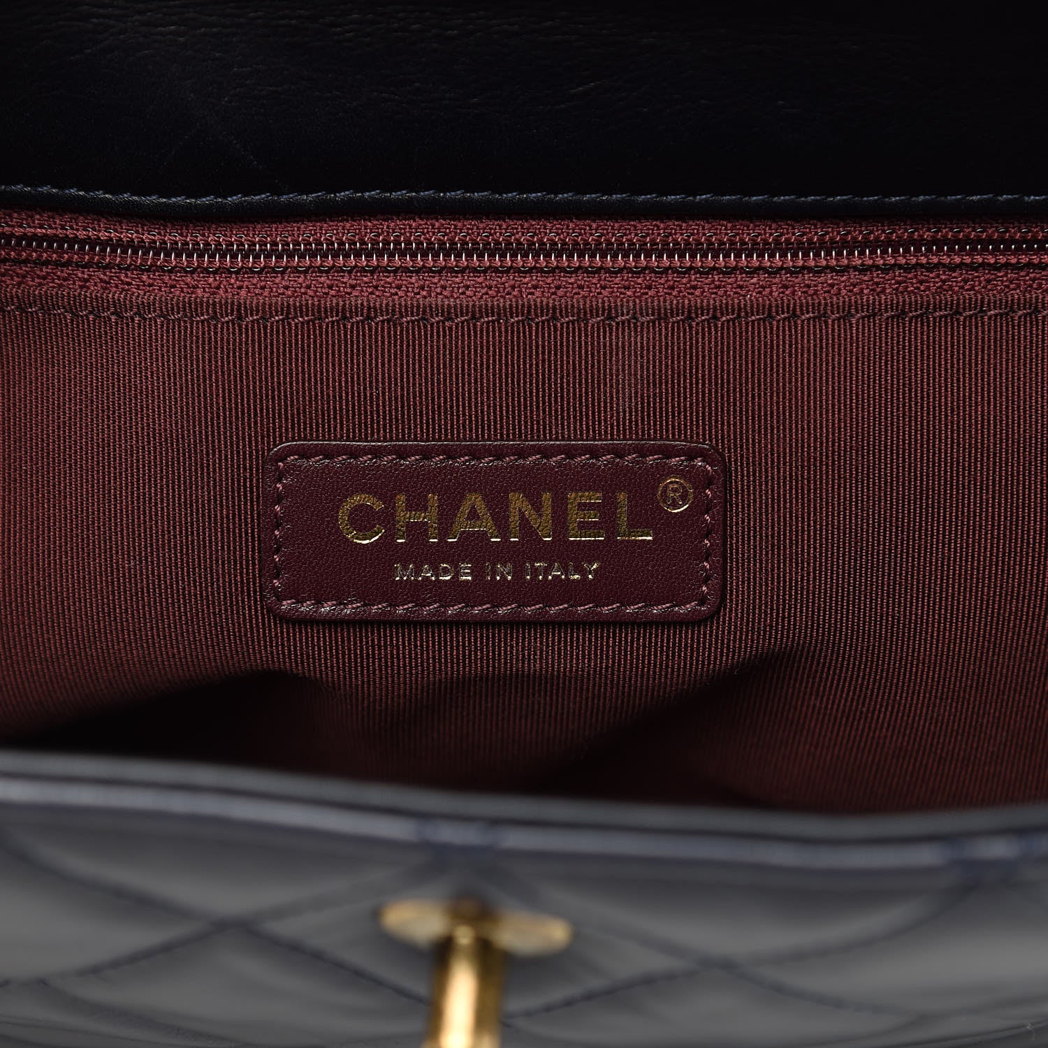 Chanel Calfskin Quilted Large Gold Bar Top Handle Tote Dark Navy Blue 9 of 15
