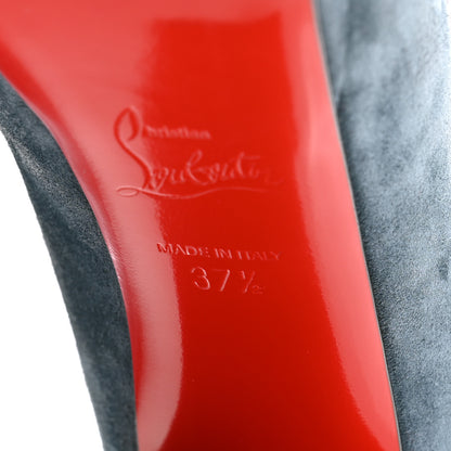 Christian Louboutin Veau Velours Birgitta 100 Zip Around Ankle Bootie 37.5 Tempete 6 of 8