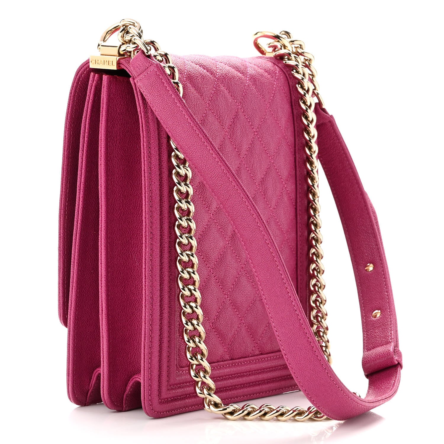 Chanel Caviar Quilted North South Boy Flap Fuchsia 3 of 12