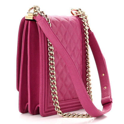 Chanel Caviar Quilted North South Boy Flap Fuchsia 3 of 12