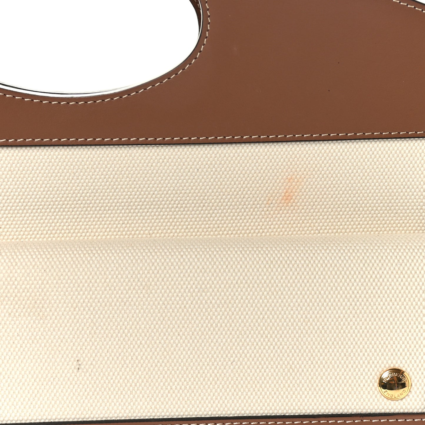 Canvas Smooth Calfskin Two Tone Medium Pocket Bag Natural Malt Brown