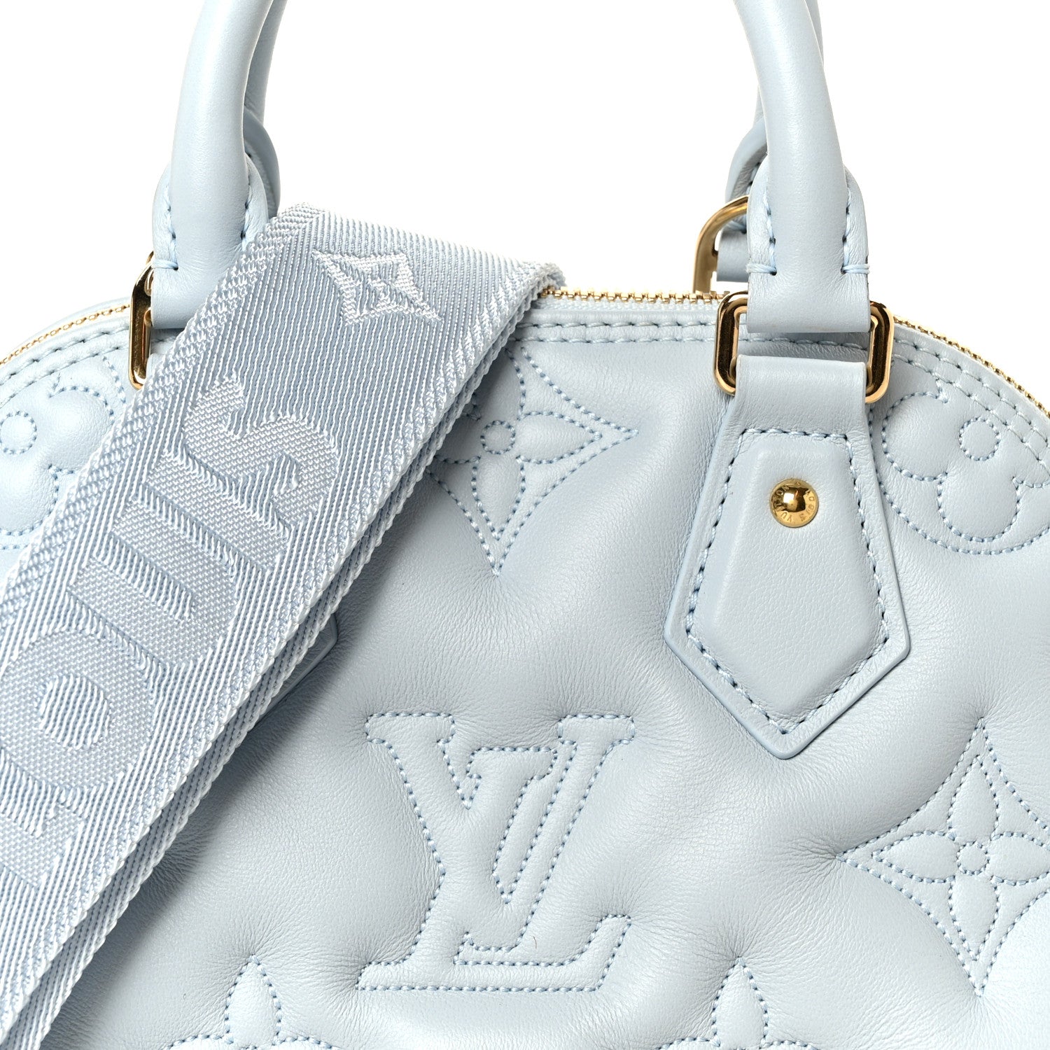 Louis Vuitton Calfskin Bubblegram Alma BB Ice Blue 7 of 9