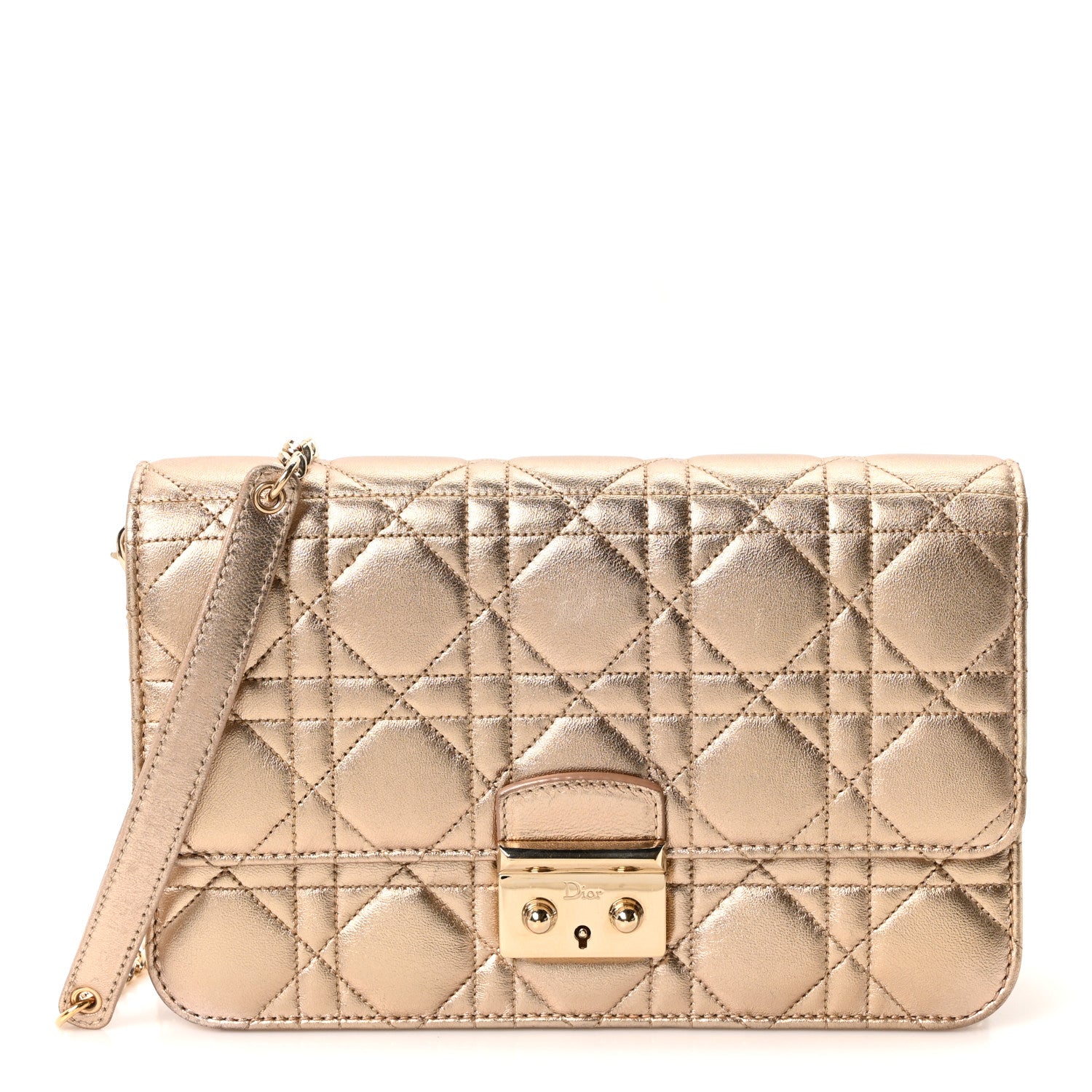 Christian Dior Metallic Lambskin Cannage Miss Dior Promenade Pouch Gold 1 of 10