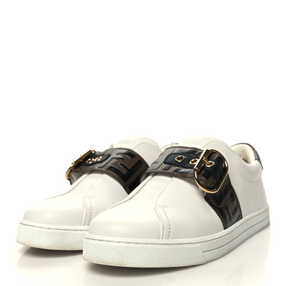 Fendi Vitello FF Embossed Womens Slip On Sneakers 37 Ultra 37 White Maya Black 3 of 9