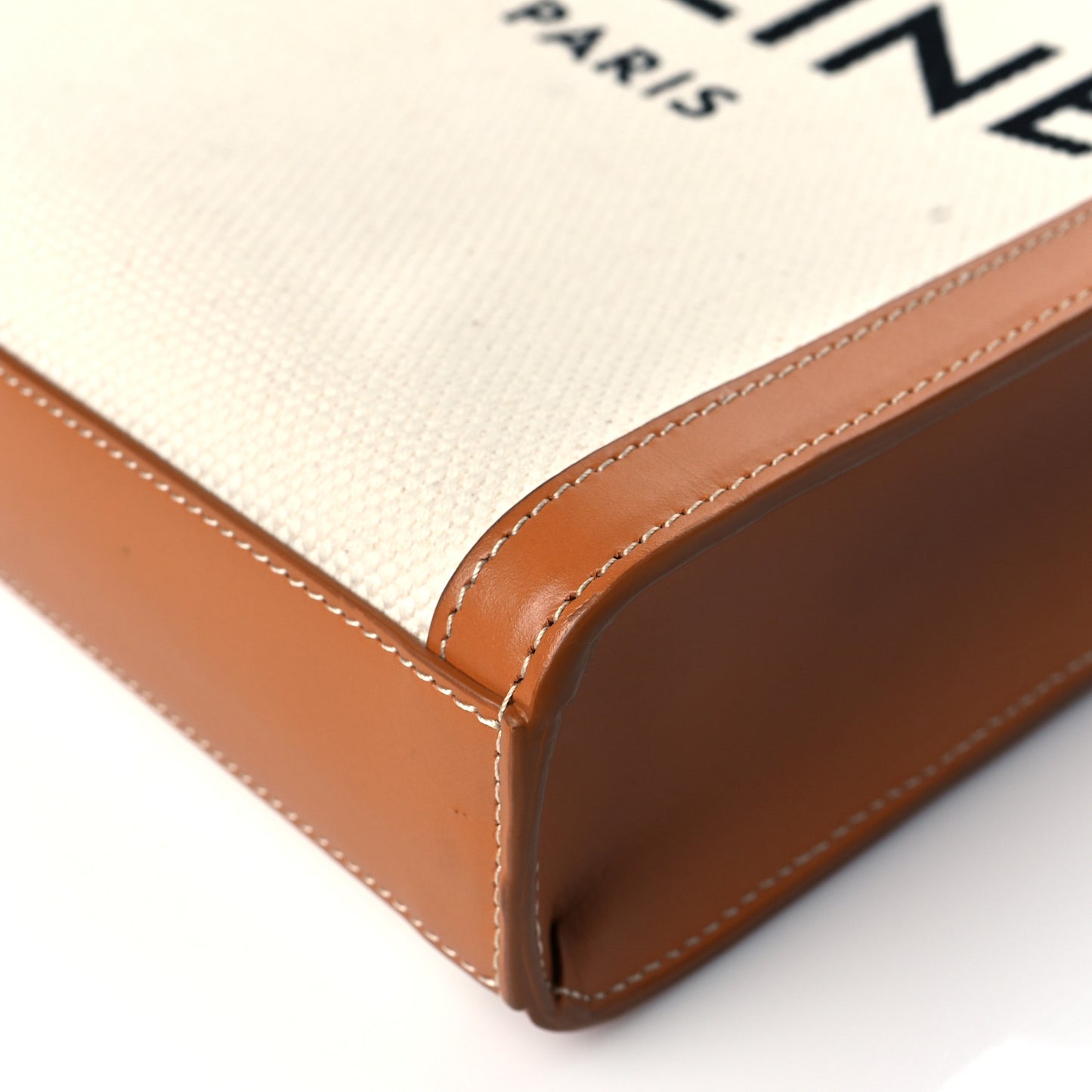 Canvas Calfskin Mini Vertical Cabas Natural Tan
